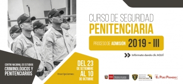 Inpe convoca al proceso de admisión para el curso en Seguridad Penitenciaria 2019 – III